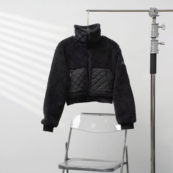 ALO Jackets & Blazers - ALO YOGA Sherpa Edge Bomber Series Solid Color Stand Collar Zipper Casual Hoodle